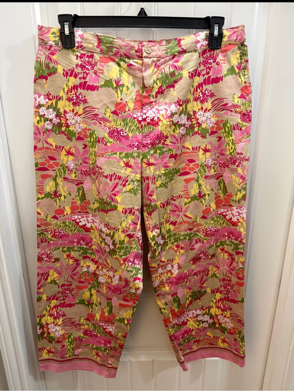 White Stag Pink and Green Floral cropped pants 16 w